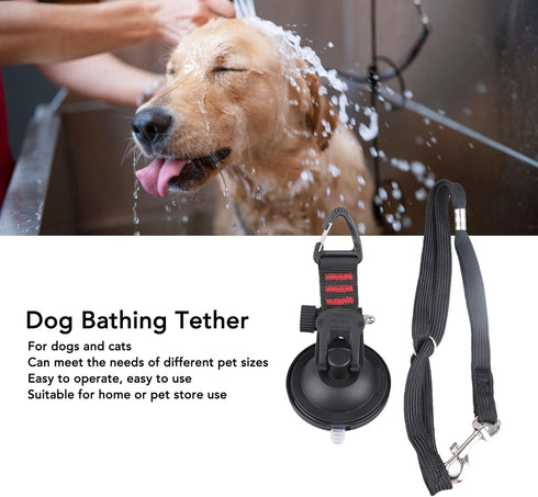 Dog Bathing Tether with Heavy Suction Cup, Dog Grooming Tub Restraint Leash with Adjustable Collar, Dog Bathing Suction Cup Tether for Pet Dog Cat...
