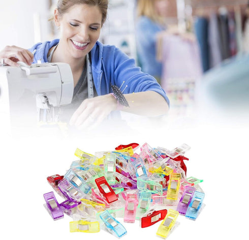 50Pcs Sewing Clips Craft Quilting Binding Plastic Clips Clamps Pack of 50 Clear Red (50pcs Mixed Color)...