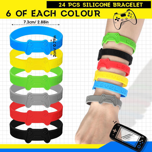 Skylety 72 Pcs Video Game Party Favor Set, Rubber Bracelets Stamps Video Game Acrylic Lobster Keychain Gamer Birthday Party Favors Supplies, Gift ...