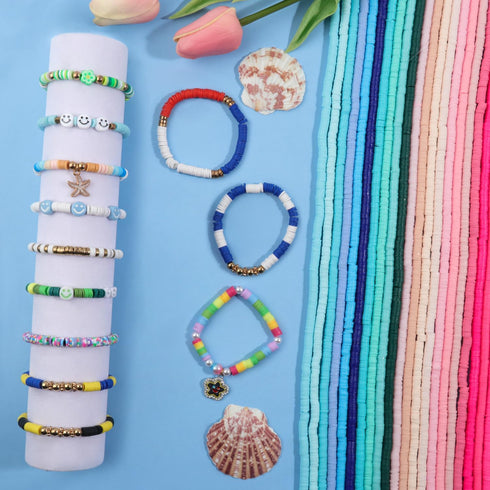4000pcs White Clay Beads Bracelet Making Kit, 6mm Flat Round Polymer Clay Beads Spacer Heishi Beads for Jewelry Making Earring Necklace...