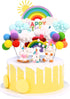 1Pc Colorful Rainbow Cake Topper/Cake Flags/Cake Picks - Include Cute Cloud/Sun Kids Child Happy Birthday Baby Shower Party Baking Decoration Supp...