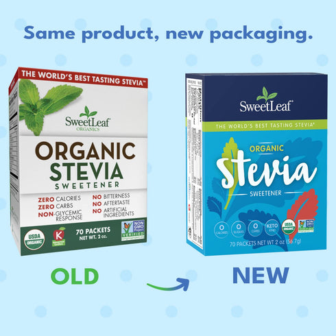 SweetLeaf Organic Stevia Packets - Zero Calorie Stevia Powder, No Bitter Aftertaste, Sugar Substitute for Keto Coffee, Nothing Artificial, Non-GMO...