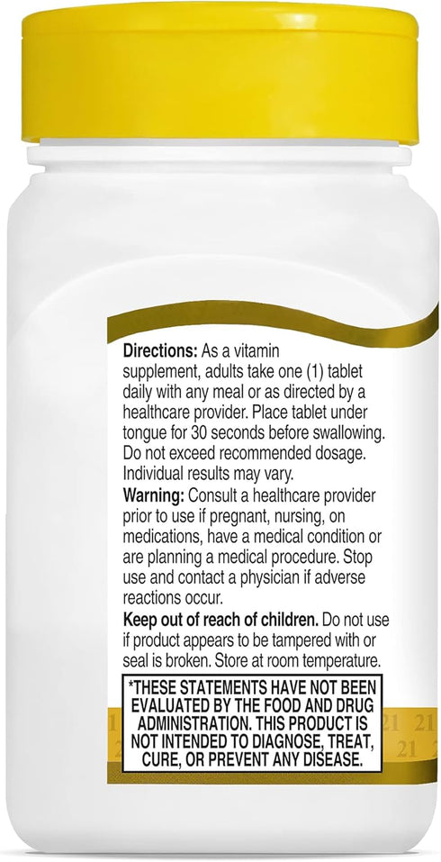 21st Century B-12 5000 mcg, 110 Cherry flavored Sublingual Tablets, 110 Count...