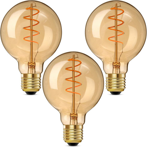 HEWASOL Spiral Dimmable LED Edison Bulbs G80E26 Screw, Non Flicker, 4W Retro Filament LED Vintage Light Bulbs, Soft Warm White 2000K, High CRI95, ...