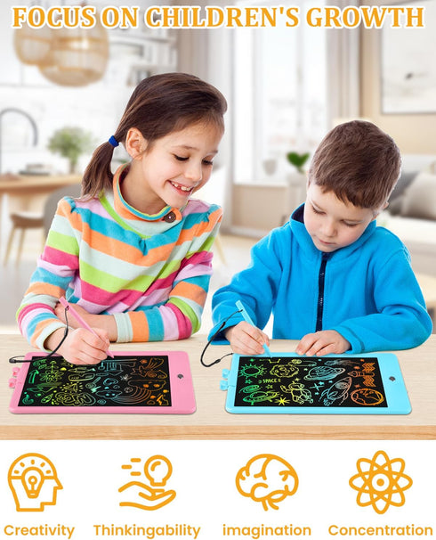 Drawing Tablet, 2pack Lcd Writing Tablet for Kids, Colorful Toddler Doodle Board, Erasable Reusable Electronic Drawing Pads, Educational and Learn...