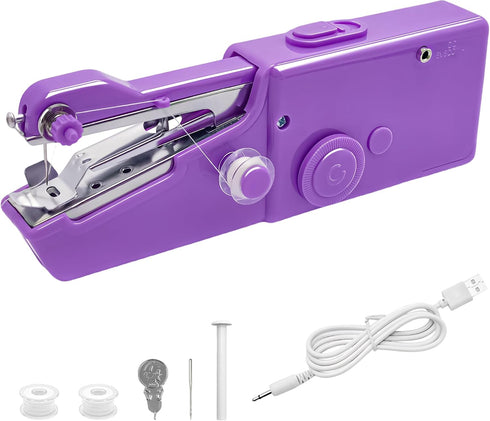 Handheld Sewing Machine Portable Stitching Machine for Beginners Mini Electric Sewing Machine for DIY, Various Fabric, Clothes, Travel Purple......