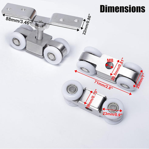 2pcs 4-Wheel Stainless Stee Hanging Wheel Suitable fo Sliding Doors in Halls and Kitchen cabinets wadrobe Sliding Door...