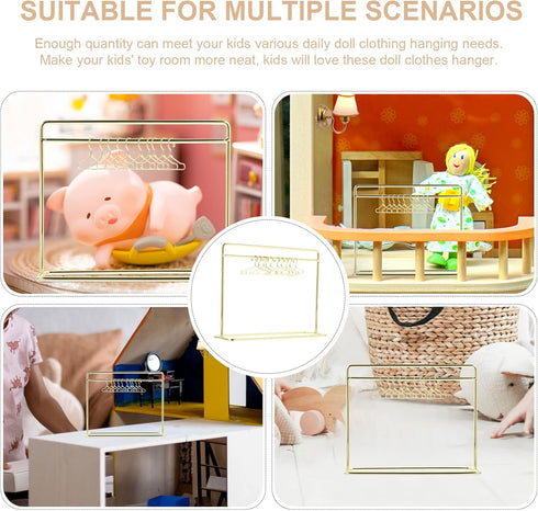 STOBOK Miniature Doll Garment Rack Set Mini Doll Dress Clothing Display Rack with 10Pcs Mini Doll Clothes Hangers Doll House Furniture Accessories...