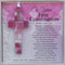 First Communion Gift for Girl - Handmade in USA Pink Mosaic Glass Cross with Sentiment...