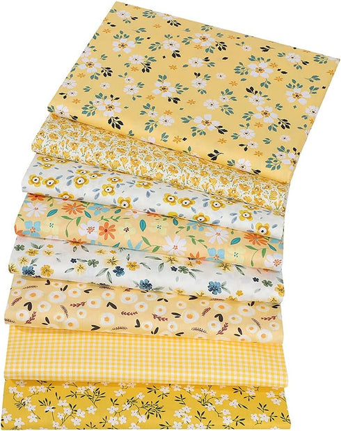 Hanjunzhao Yellow Fat Quarters Cotton Fabric Bundles 18 x 22 inch for Quilting Sewing Crafting...