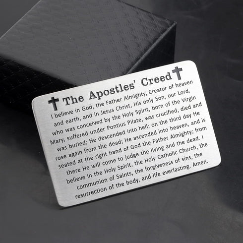 Gzrlyf The Apostles Creed Wallet Card I Believe in God Christian Engraved Wallet Insert Christian Prayer Gifts Religious Gift(Apostles Creed Walle...