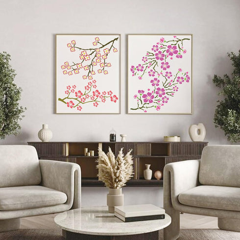 Cherry Blossom Flower Stencils for Painting on Wood Peach Blossom Branch Stencil A4 Template Paint Stencils for Painting on Wood Burning Art Craft...