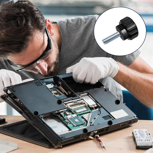 10PCS M4 x 10 mm Thumb Screws Carbon Steel Threaded Thumbscrew Black Round Clamping Screws Knurled Handle Bolts Grip Mounting Thumb Screw Knobs fo...