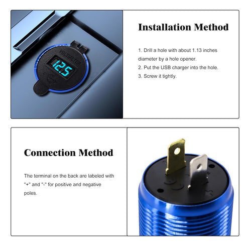 HiSport 12V USB Outlet Quick Charge 3.0 Dual USB Charger Socket, USB Cigarette Lighter Socket, Car Charger Adapter DIY Compatible wiht Boat, Motor...
