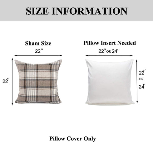 YOUR SMILE Set of 2 Retro Farmhouse Outdoor/Indoor Buffalo Tartan Chequer Stripe Plaid Cotton Linen Decorative Throw Pillow Case Cushion Cover Pil...