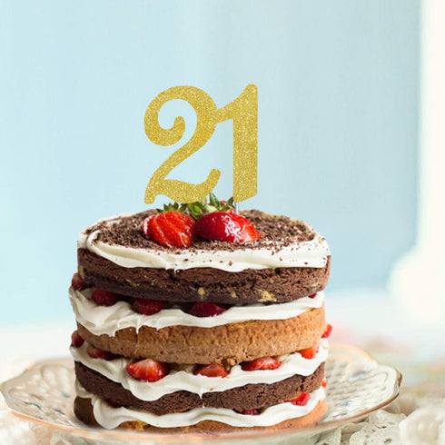 Numbrer 21 Cake Topper for Happy 21th Birthday or Anniversary Party Decoration Supplies...