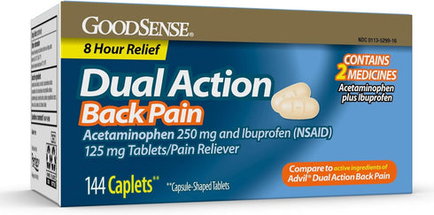 GoodSense Dual Action Acetaminophen and Ibuprofen (NSAID) Tablets, 250 mg/125 mg, Back Pain, 144 count...
