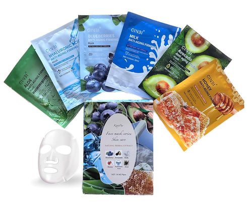 Skin Care Face Sheet Masks Relaxing Spa Set of 6 Gifts Moisturizing Collagen Nutritional Facial Masks for All Skin Types | 6 Masks Beauty Natural...