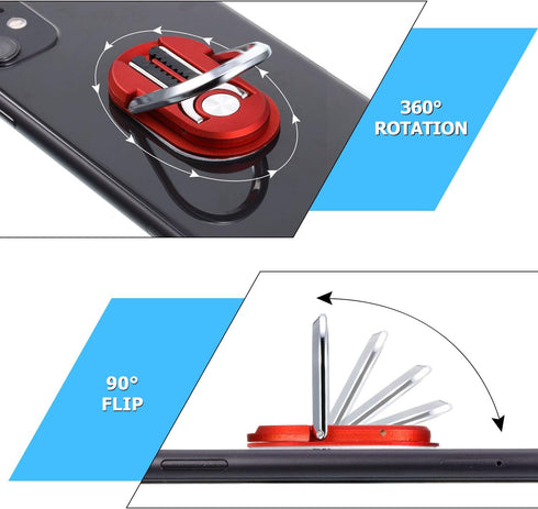 6 Pieces 3-in-1 Multipurpose Mobile Phone Bracket Holder 360 Degree Rotation Cell Phone Ring Stand for Car Home, 5 Colors......