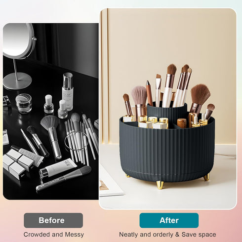 Makeup Brush Holder Organizer,360° Rotating Makeup Brush Organizer,5 Slot Make up Brushes Cup for Cosmetics, Nail Polish, Art Supply, Bathroom Van...