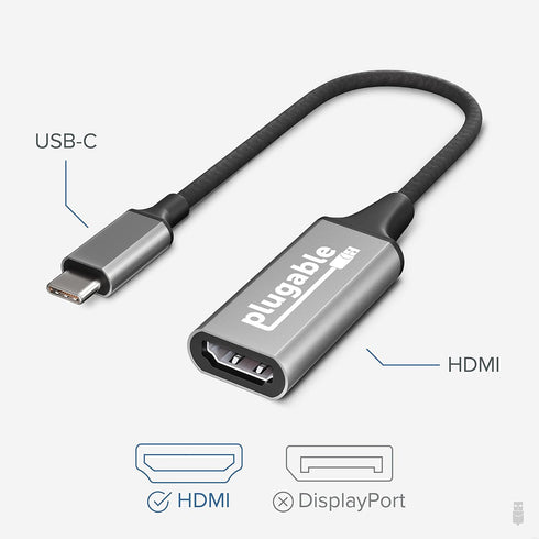 Plugable USB C to HDMI Adapter, HDMI 2.0, USB4 / Thunderbolt Adapter for 4K Monitor up to 4K 60Hz (USBC-HDMI) iPhone 15+, iPad Pro, MacBook Pro, D...