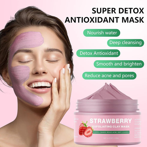 Strawberry Face Mask Clay Mask Cleansing Face Mask for Blackheads and Pores, Pink Clay Mask, Mask for Face Skin Care for Blackhead Remover Mask, C...