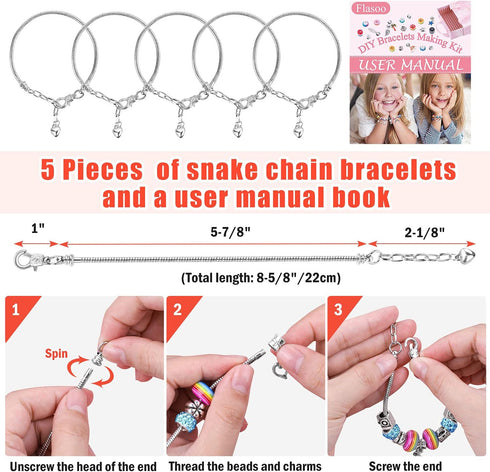 Bracelet Making Kit, 85PCs Charm Bracelets Kit with Beads, Jewelry Charms, Bracelets for DIY Craft, Jewelry Gift...