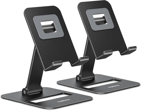 Nulaxy 2 Pack Dual Folding Cell Phone Stand, Fully Adjustable Phone Holder for Desk, Compatible with Phone 15 14 13 12 11, Nintendo Switch, All Ph...