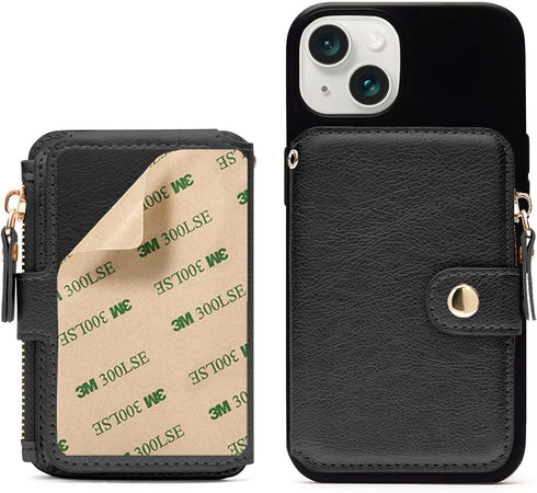 M-Plateau Small Wallet for Women Large Capacity with ID Window, Phone Wallet with 3M Adhesive Card Holder for Phone Case (Compatible with Most Sma...