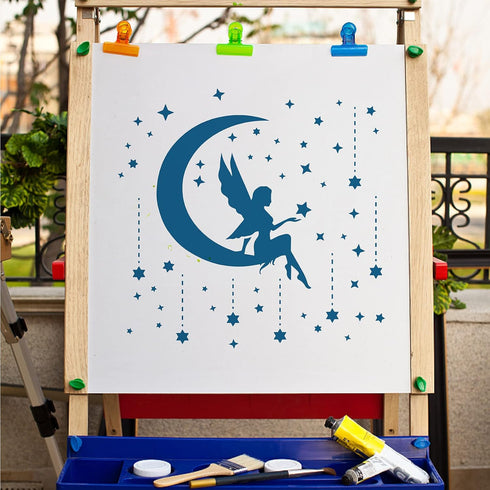 GORGECRAFT Moon Goddess Logo Stencil Reusable Star Wall Painting Template Large 11.8x11.8 Inch DIY Home Signs for Painting on Wood, Scrapbook, Wal...
