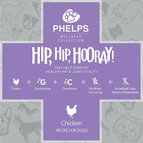 Hip, Hip, Hooray Joint Health Chicken Recipe Dog Treats 4.5 oz...
