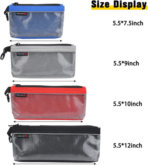 Zipper Pouches, Small Tools Bag, Waterproof Mesh Pouches, Tool Zipper Pouch, Travel Pouch, Clear Cosmetic Bag Case 4 Pack......