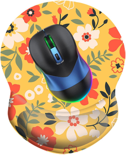 Wrist Support Mouse Pad Non Slip Rubber Base Wrist Rest Mousepad 8.75in X7.5in Small Desktop Notebook Mouse Mat for Home Office Computer Laptop (F...