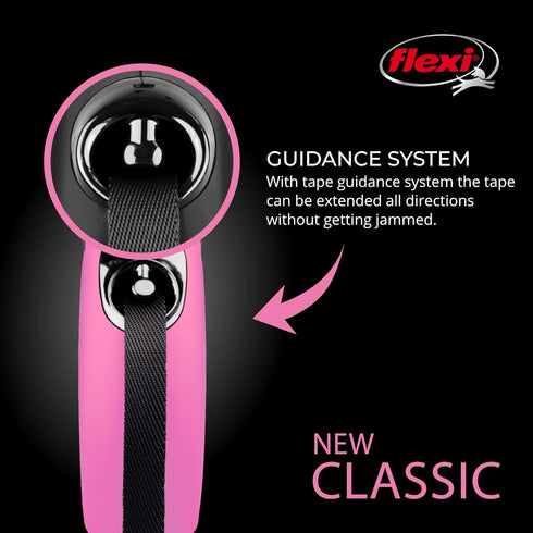 FLEXI New Classic Retractable Dog Leash (Tape), Ergonomic, Durable and Tangle Free Pet Walking Leash for Dogs, 16 ft, Medium, Pink...