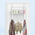 Coat Rack, Over The Door Hanger with Mesh Basket, Detachable Storage Shelf for Towels, Hats, Handbags, Coats (White)...