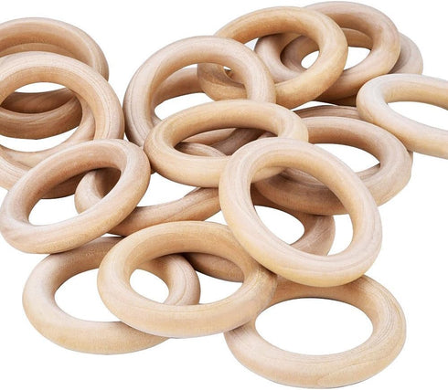 PEPPERLONELY Brand, 20 Natural Wood Rings 2-2/8" (56mm)...