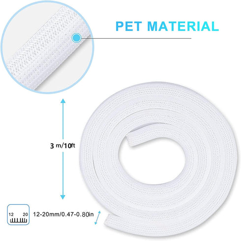 AGPTEK White Cable Sleeve Cover 10ft - 4/5 inch Cord Management Wire Organizer Under Desk, Home Office Computer Wire Cover Hider Cord Protector, P...