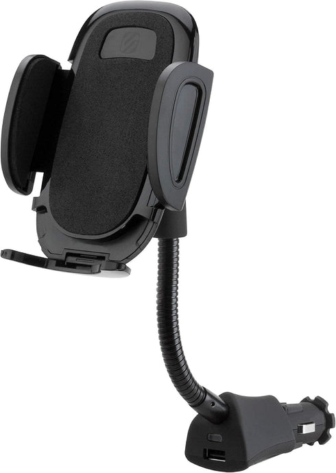 Scosche SUH12V-XCES0 Select Power Socket Mount with Phone Mount for Car, Flexible Neck, and USB Charging Port, 360 Rotation, Black...