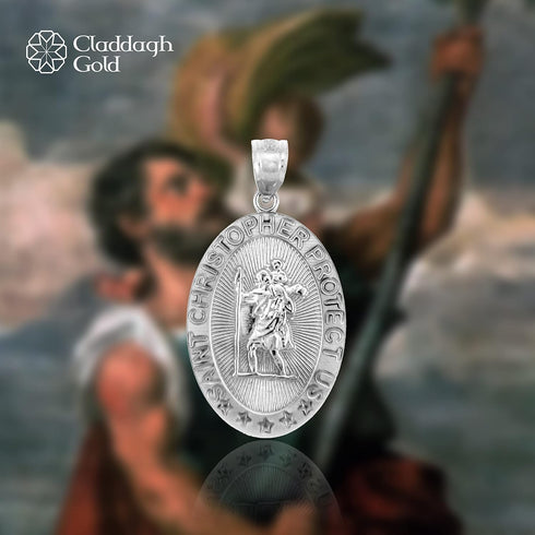 925 Sterling Silver St Christopher Medal Patron Saint of Travelers Catholic Protection Pendant...