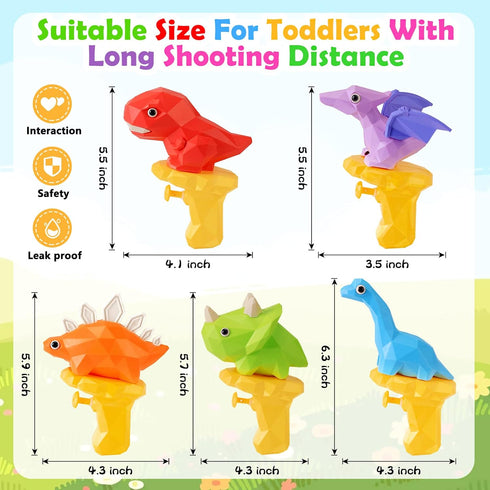 Water Guns for Kids 5PCS Pool Toys Toddler Outdoor Water Toys Dinosaur Squirt Guns Summer Backyard Beach Water Blaster Swimming Pool Games Outside...