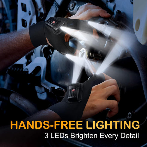 Fathers Day Gift from Daughter Son Wife, Flashlight Gloves for Men Rechargeable (2 Pcs) for Men Dad Him Husband Brother Who Have Everything, Cool ...