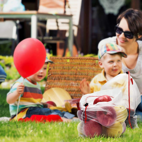 Mipruct 24 pack Reusable Produce Bags,Reusable produce bags for grocery,mesh bags See-Through and Washable Grogery Bags with 3 Sizes useful for st...