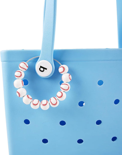 Baseball Charm Accessory for Handbag,Sport Wooden Beads Decorative for Bogg Bag,Simply Southern Tote and Beach Tote Bag...