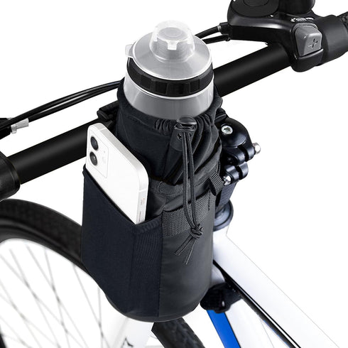WOTOW Bike Insulated Water Bottle Holder Bag, Bicycle Drink Cup Holder, Handlebar Frame Strap-On No Screws Water Bottle Cage, Cycling Phone Storag...