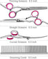 5 in1 Dog Grooming Scissors Kit, Professional Dog Scissors for Grooming with Safety Round Tips, Titanium Coated Grooming Scissors Kit for Dogs Cat...
