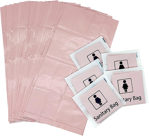 Sanitary Napkin Disposal Bags Individually Wrapped, 100 Pack Feminine Hygiene Disposal Bags, Privacy Protection, Pad, Tampon Bags for Bathroom, Pi...