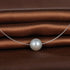Simple 925 Sterling Silver One Simulated Pearl Pendant Invisible Fishing Line Choker Necklace for Women...