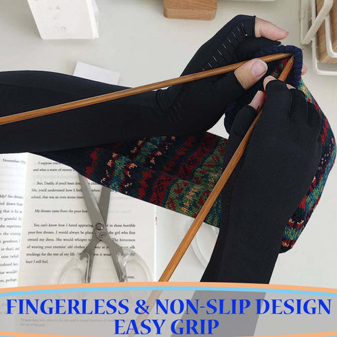 Long Arthritis Compression Gloves for Women Men, Copper Gloves for Joint Pain Relief, Swelling, RSI, Fingerless Carpal Tunnel Glove for Work, Comp...