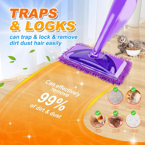 6 Pack Wet Jet Pads Refills for Swiffer WetJet, Washable Reusable Mop Pads for Hardwood Floor Cleaning, Purple(Mop is Not Included)...