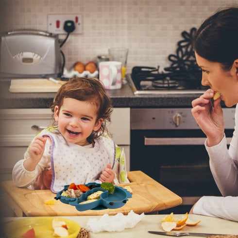 Silicone Suction Plate for Toddlers - Self Feeding Training Divided Plate Dish and Bowl for Baby and Toddler, Fits for Most Highchairs Trays (Dark...